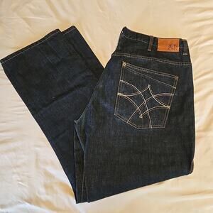 Sean John Jeans Mens 38x32 Blue Denim Straight Leg Classic Embroidered Pocket